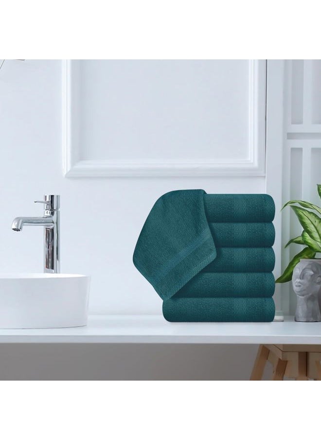 GLAMBURG - Ultra Soft 12-Piece Washcloths Set 13x13-100% Ringspun Cotton - Durable & Highly Absorbent Face Towels - Ideal for use in Bathroom, Kitchen, Gym, Spa & General Cleaning - Teal - Image 1