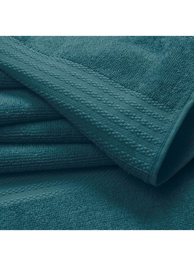 GLAMBURG - Ultra Soft 12-Piece Washcloths Set 13x13-100% Ringspun Cotton - Durable & Highly Absorbent Face Towels - Ideal for use in Bathroom, Kitchen, Gym, Spa & General Cleaning - Teal - Image 1