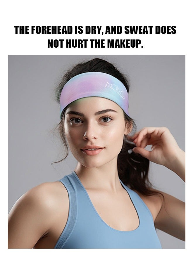 AOMIL 2 Pcs Sweat Bands Headbands, Non Slip Sports Headband, Moisture Wicking Sweatband for Sports Running Athletic Yoga (Black+Pink) - Image 5