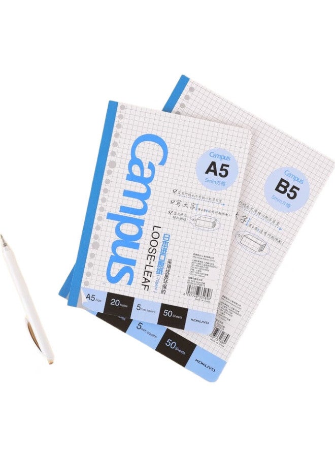 Kokuyo A5 Notebook With Tear-Off Loose-Leaf Paper, 5Mm Grid, 50 Sheets/Book, Dark Blue, 1 Book, Wcn-Clp3514 - Image 3