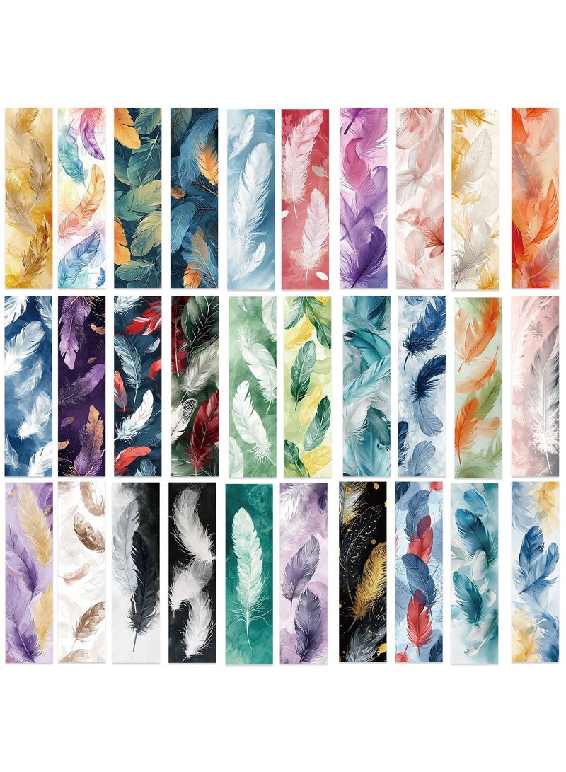 30Pcs Color Feather Paper Reading Bookmark, Feather Shape Bookmark Stationery Supplies, Feather Bookmark - Image 1