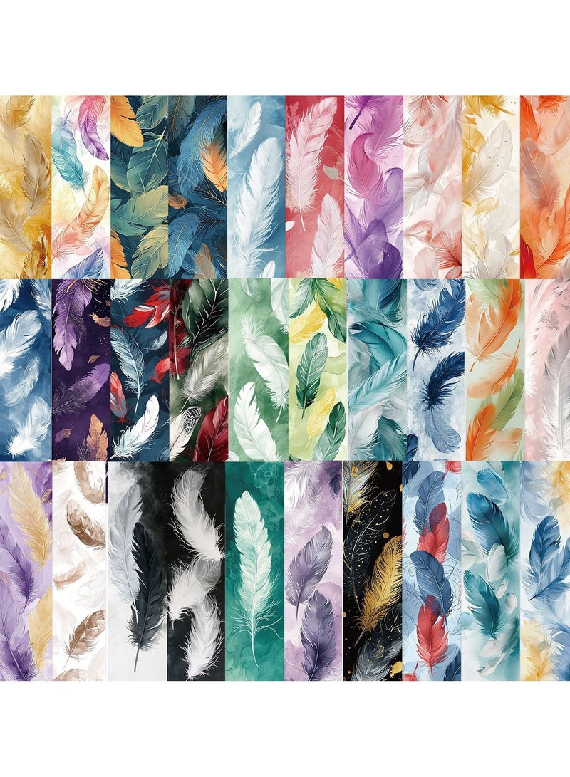30Pcs Color Feather Paper Reading Bookmark, Feather Shape Bookmark Stationery Supplies, Feather Bookmark - Image 3
