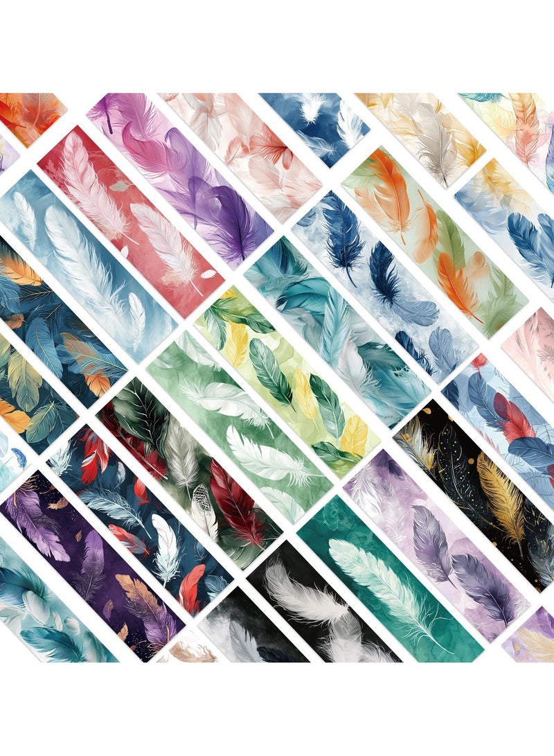 30Pcs Color Feather Paper Reading Bookmark, Feather Shape Bookmark Stationery Supplies, Feather Bookmark - Image 2