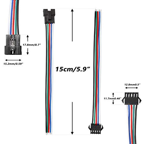 mxuteuk 20 Pairs 22 AWG JST SM Plug 5 Pin Male to Female LED Wire Connector Adapter Electrical Cable 150mm for 3528 5050 - Image 3