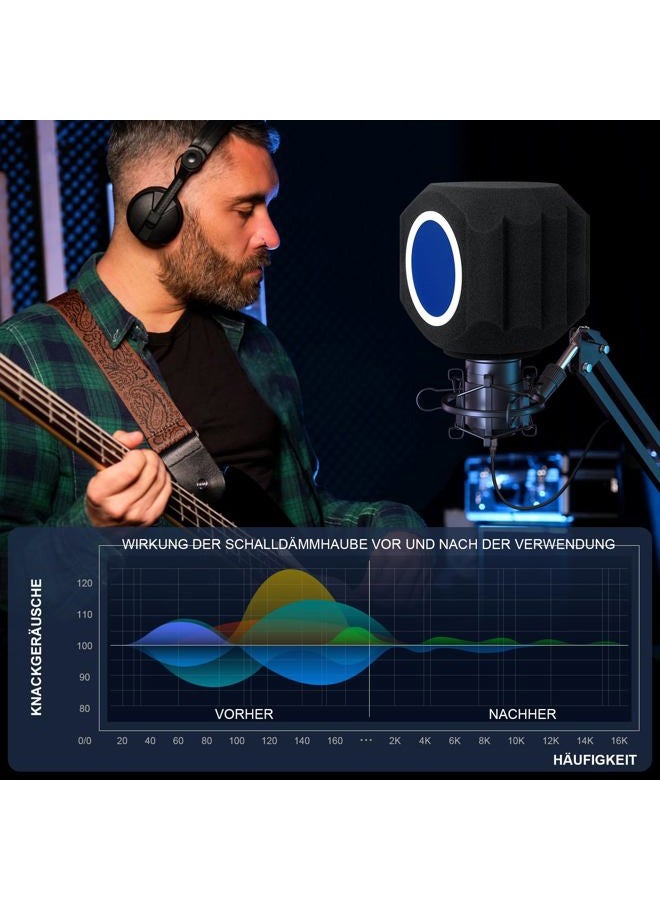 ZOMON Professional Microphone Isolation Shield with Pop Filter,Reflection Filter for Recording Studios, Sound-absorbing Foam for Noise and Reflection Reduction for Recording,Singing,Podcasts,live stream - Image 2