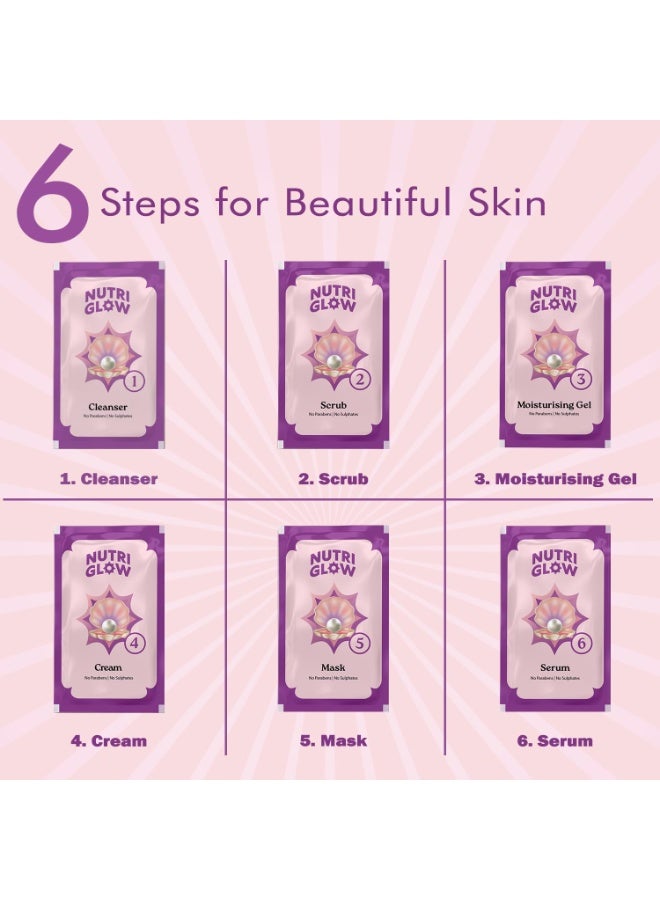 NutriGlow's Salon Series Facial Kit for Glowing Skin, Dullness Treatment, Suitable for All Skin Types, Unisex Facial Kit, At-Home Salon Glow, 60g - Image 4
