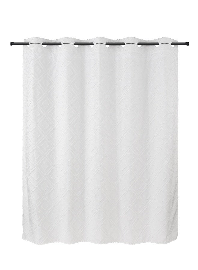 Noon East No Hook Shower Curtain with Snap in Liner Replacement - Waterproof Fabric - Boho Pattern, 180x188cm Size - Creme - Image 2