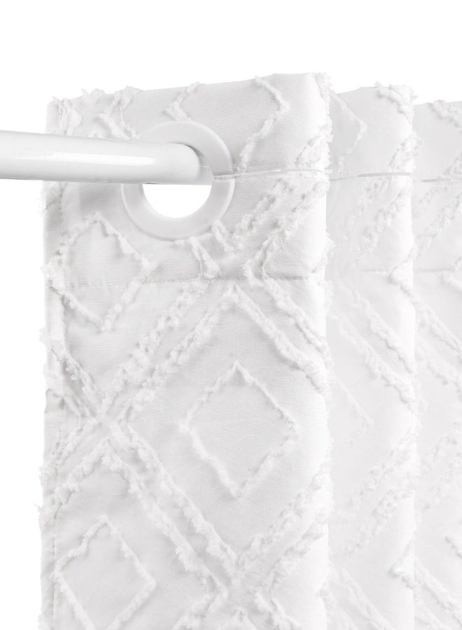 Noon East No Hook Shower Curtain with Snap in Liner Replacement - Waterproof Fabric - Boho Pattern, 180x188cm Size - Creme - Image 3