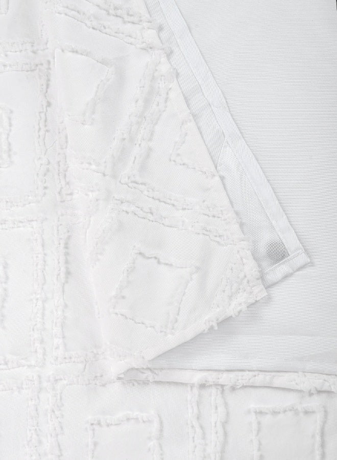 Noon East No Hook Shower Curtain with Snap in Liner Replacement - Waterproof Fabric - Boho Pattern, 180x188cm Size - Creme - Image 4