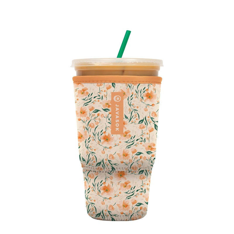 Sok It Java Sok Iced Coffee & Cold Soda Insulated Neoprene Cup Sleeve (Blush Blossoms  XLarge: 38-42oz)