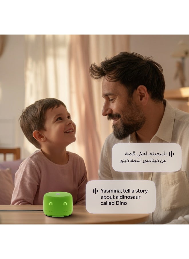Yasmina Yango Yasmina Lite Smart Speaker + 12months Subscription Include, Touch Controls, Stories, Quran Recitation & Screen-free Content, Khaleeji Arabic & English Green - Image 5