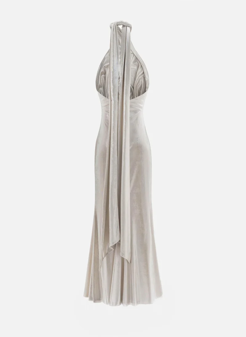 Lichi  Metallic jersey maxi dress with ribbon straps for Women | Best Price UAE