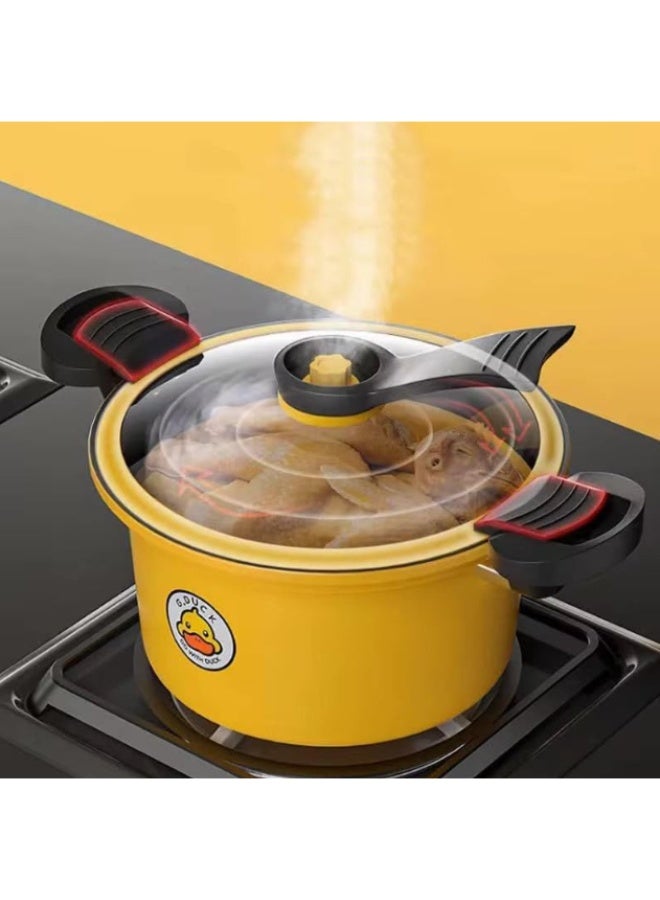 قدر ضغط دَك بريميوم بتقنية الميكرو KPA، باللون الأصفر، مزوّد بنظام تفريغ الهواء (فاكيوم)، واسترجاع البخار، لطهي أشهى الأطعمة بنكهة غنية. - Image 1
