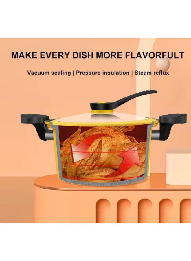 قدر ضغط دَك بريميوم بتقنية الميكرو KPA، باللون الأصفر، مزوّد بنظام تفريغ الهواء (فاكيوم)، واسترجاع البخار، لطهي أشهى الأطعمة بنكهة غنية. - Image 4
