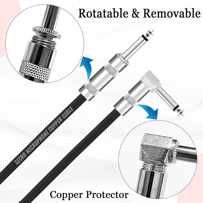 SeCro Guitar Cable - 32ft(10MTR) Electric Instrument Bass Cord 6.35mm 1/4inch Cable for Electric Guitar, Electric Mandolin, Professional Audio Cable (Straight to Right Angle, Black, 10Meter-(32Feet)) - Image 2