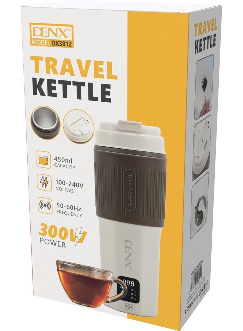 Denx Harbour Delights - Denx Portable Electric Kettle For Car & Travel Kettle | Electric Water Bottle 450ml Capacity | 300W (White) - DX3812 - Image 4