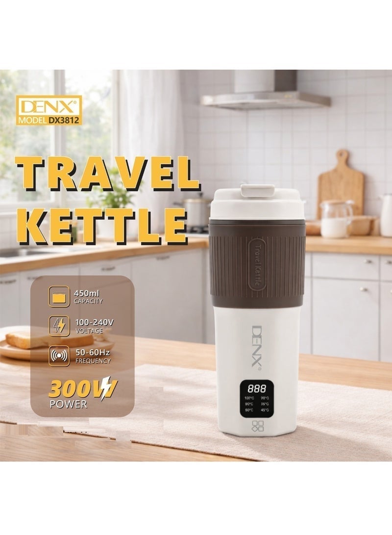 Denx Harbour Delights - Denx Portable Electric Kettle For Car & Travel Kettle | Electric Water Bottle 450ml Capacity | 300W (White) - DX3812 - Image 3