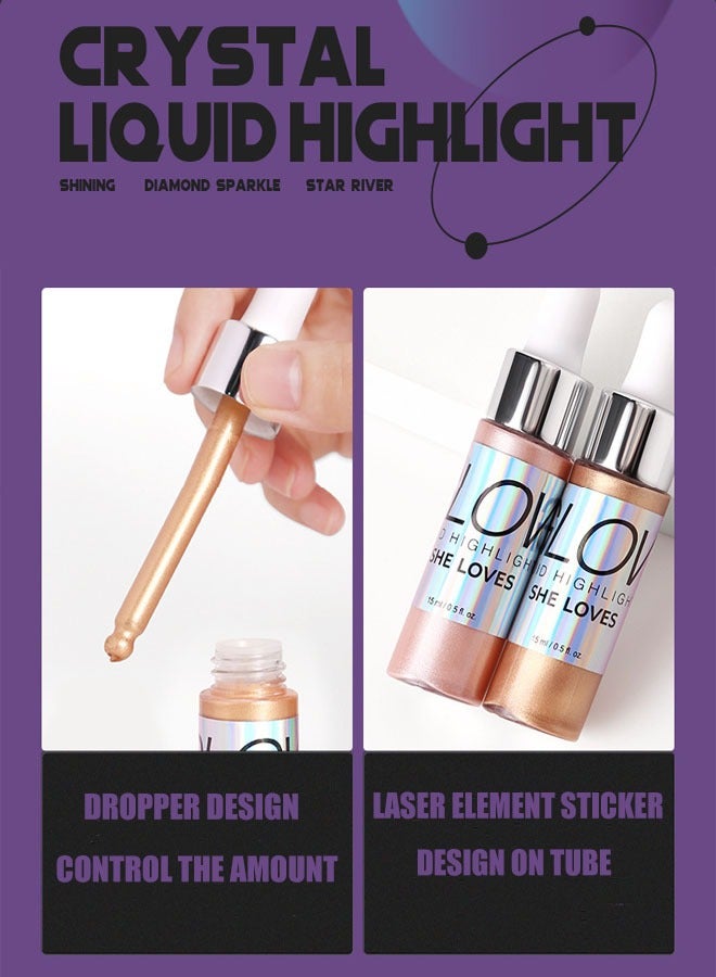 Sheloves Liquid Highlighter Makeup(03 Rose Gold) Face Highlighter Bronzer Makeup Stick, Natural Glossy Finish, Lightweight Blendable Silky Smooth Cream Face Illuminator, Perfectly Blends Into Foundation - Image 2