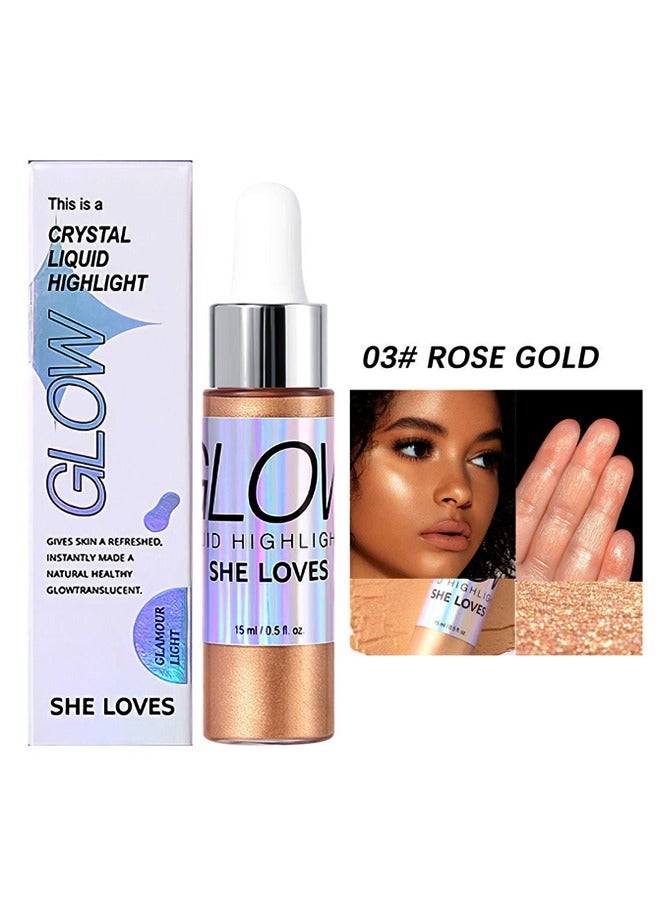 Sheloves Liquid Highlighter Makeup(03 Rose Gold) Face Highlighter Bronzer Makeup Stick, Natural Glossy Finish, Lightweight Blendable Silky Smooth Cream Face Illuminator, Perfectly Blends Into Foundation - Image 1