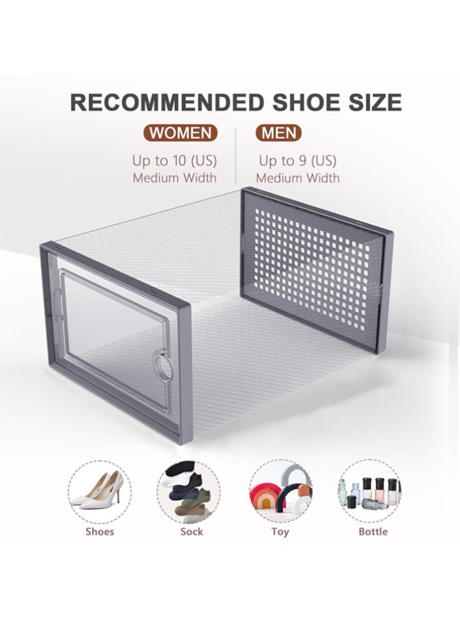 بلومنغ تايم مجموعة صناديق الأحذية المكونة من 12 قطعة ، تخزين قابل للتكديس ، تجميع ومزيج مجاني ، منظم أحذية بفتحة جانبية ، صناديق أحذية بلاستيكية ، خزانة أحذية بلاستيكية موفرة للمساحة ، رف أحذية منزلي مقاوم للغبار - Image 3