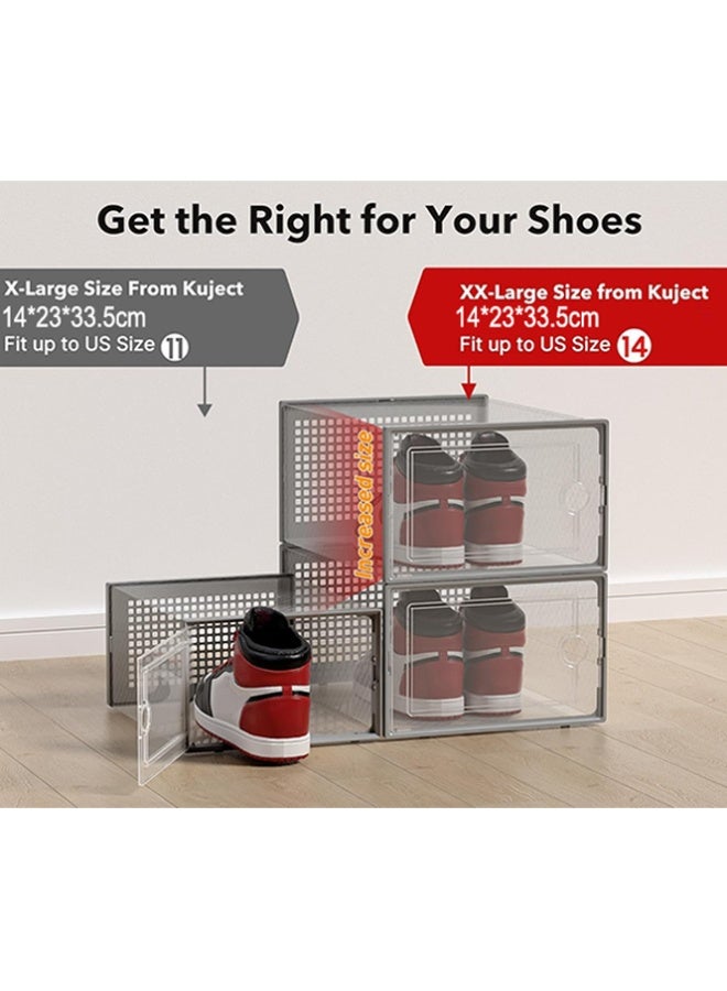 بلومنغ تايم مجموعة صناديق الأحذية المكونة من 12 قطعة ، تخزين قابل للتكديس ، تجميع ومزيج مجاني ، منظم أحذية بفتحة جانبية ، صناديق أحذية بلاستيكية ، خزانة أحذية بلاستيكية موفرة للمساحة ، رف أحذية منزلي مقاوم للغبار - Image 2