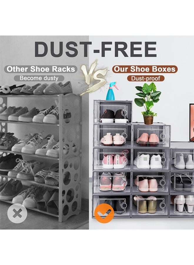 بلومنغ تايم مجموعة صناديق الأحذية المكونة من 12 قطعة ، تخزين قابل للتكديس ، تجميع ومزيج مجاني ، منظم أحذية بفتحة جانبية ، صناديق أحذية بلاستيكية ، خزانة أحذية بلاستيكية موفرة للمساحة ، رف أحذية منزلي مقاوم للغبار - Image 5