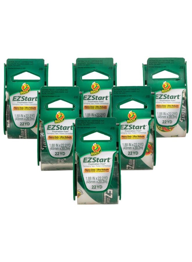 Duck EZ Start Clear Packing Tape with Dispensers – 6 Pack of Quiet Easy Start Packaging Tape for Boxes, Shipping, Moving & Storage - 1.88 Inch x 22.2 Yards - 1.5" Core - Clear (824922) - Image 1
