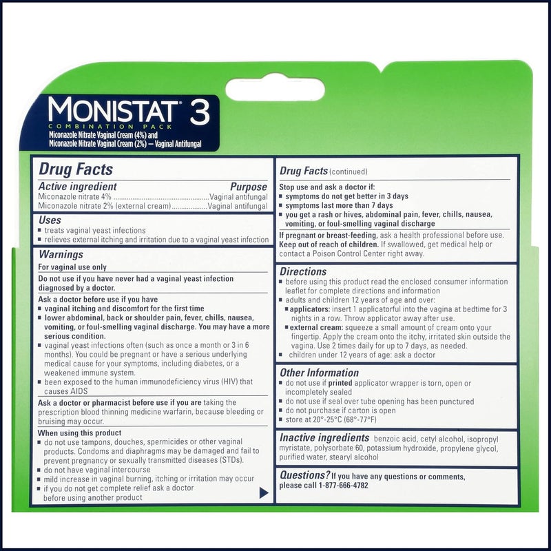 Monistat 3-Day Yeast Infection Treatment with Pre-Filled Cream Applicators and Anti-Itch Cream - Image 2