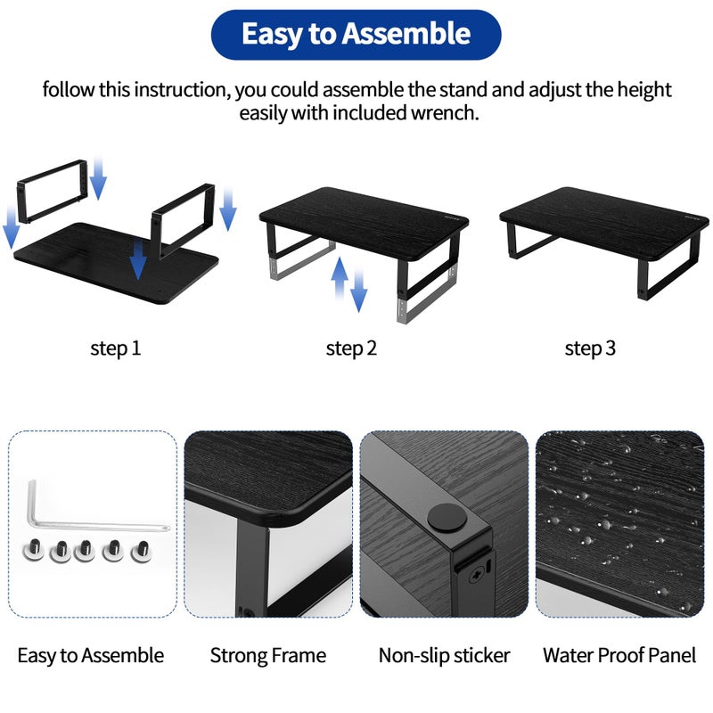 BESIGN MS01 Monitor Stand Riser, Height Adjustable Laptop Stand, Computer Monitor Stand for Monitor, Computer,Laptop,Printer (Black) - Image 4