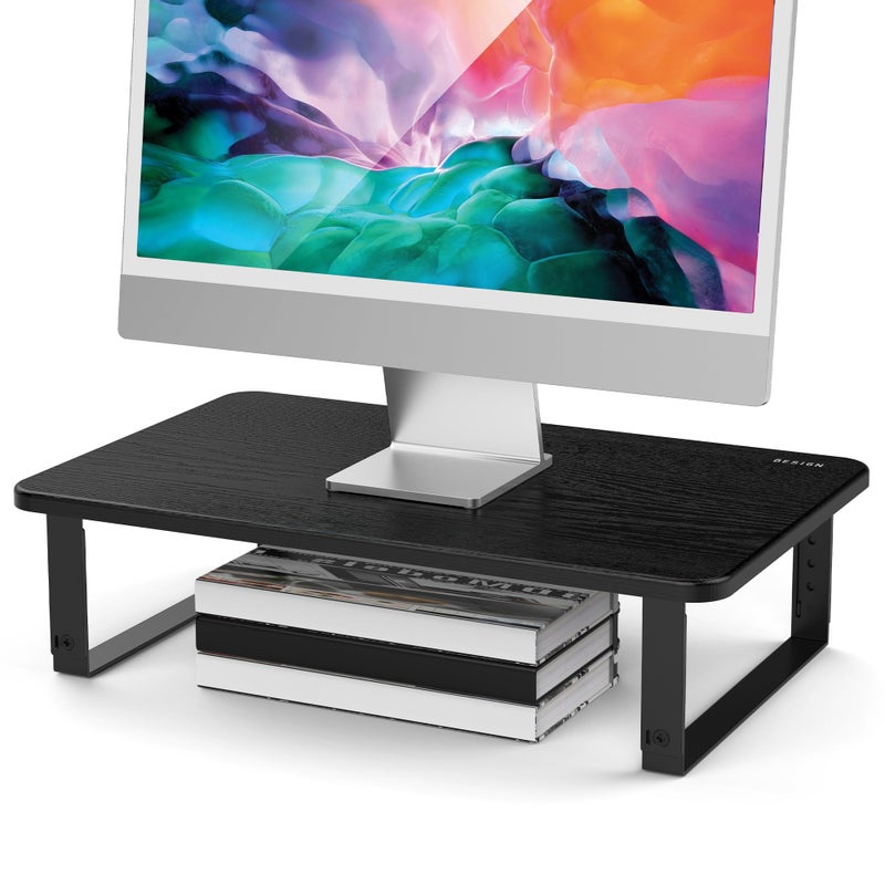 BESIGN MS01 Monitor Stand Riser, Height Adjustable Laptop Stand, Computer Monitor Stand for Monitor, Computer,Laptop,Printer (Black) - Image 1