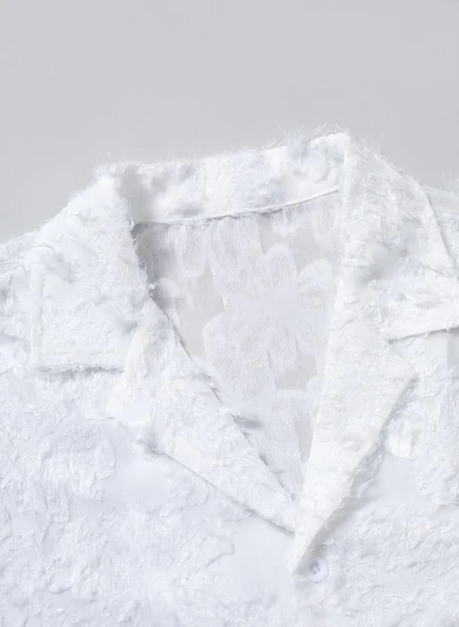 Take Two White Men White Textured Short Sleeve Shirt for Men | Best Price UAE