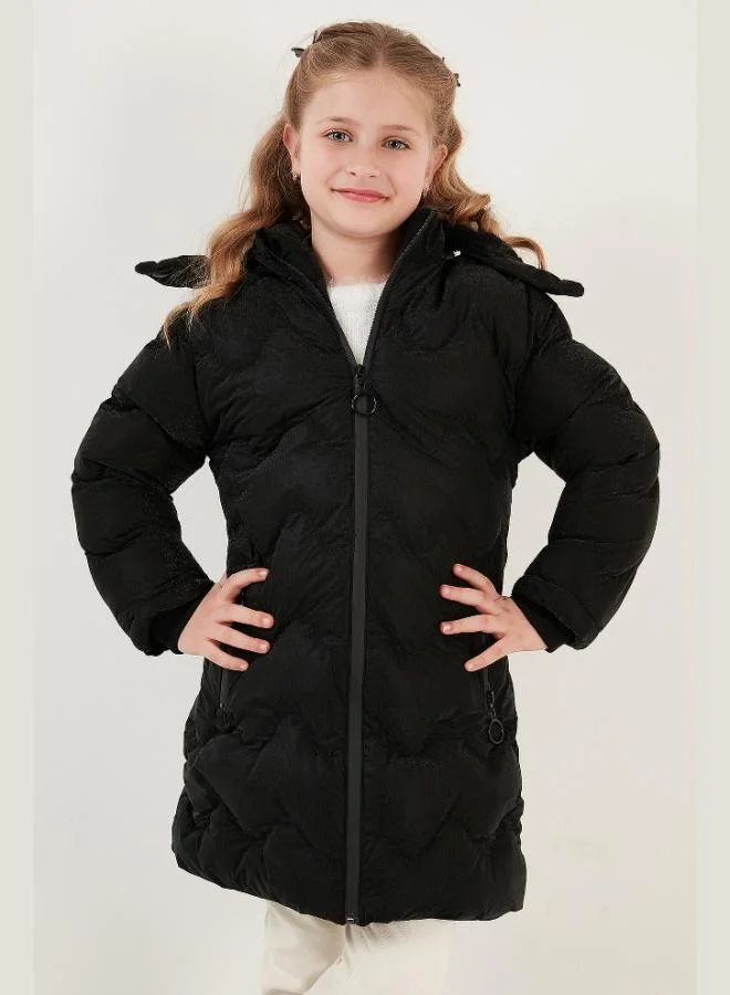 Lela Lela Plush Lined Faux Fur Collar Detachable Hooded Winter Coat for Girls 5761905