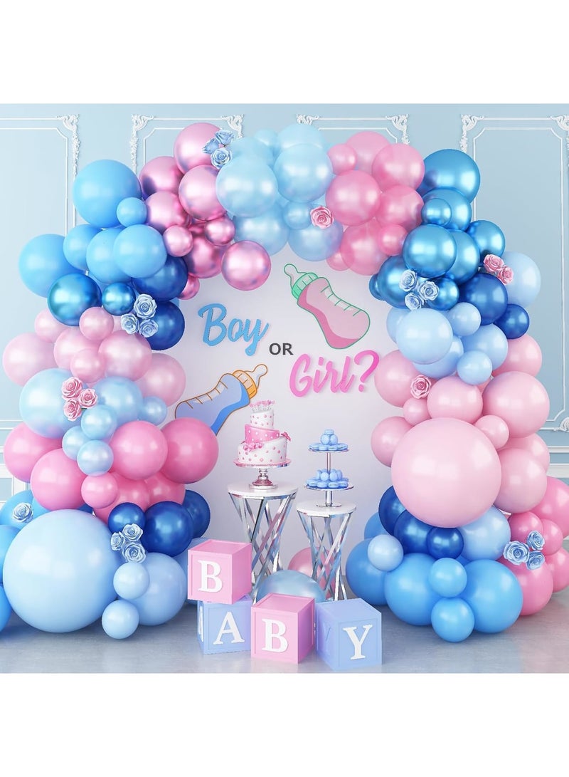 Luckam 152-Piece Pink Blue Balloon Arch Kit, Gender Reveal Decorations, Pearl Balloon Garland, Mixed Blue Pink Party Supplies for Baby Showers, Birthday Celebrations, Gender Announcement Party (18/10/5 Inch) - Image 1
