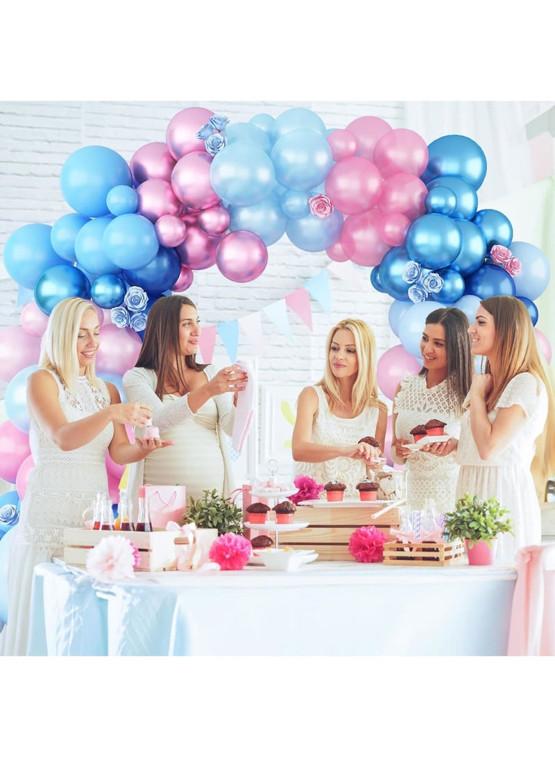 Luckam 152-Piece Pink Blue Balloon Arch Kit, Gender Reveal Decorations, Pearl Balloon Garland, Mixed Blue Pink Party Supplies for Baby Showers, Birthday Celebrations, Gender Announcement Party (18/10/5 Inch) - Image 2