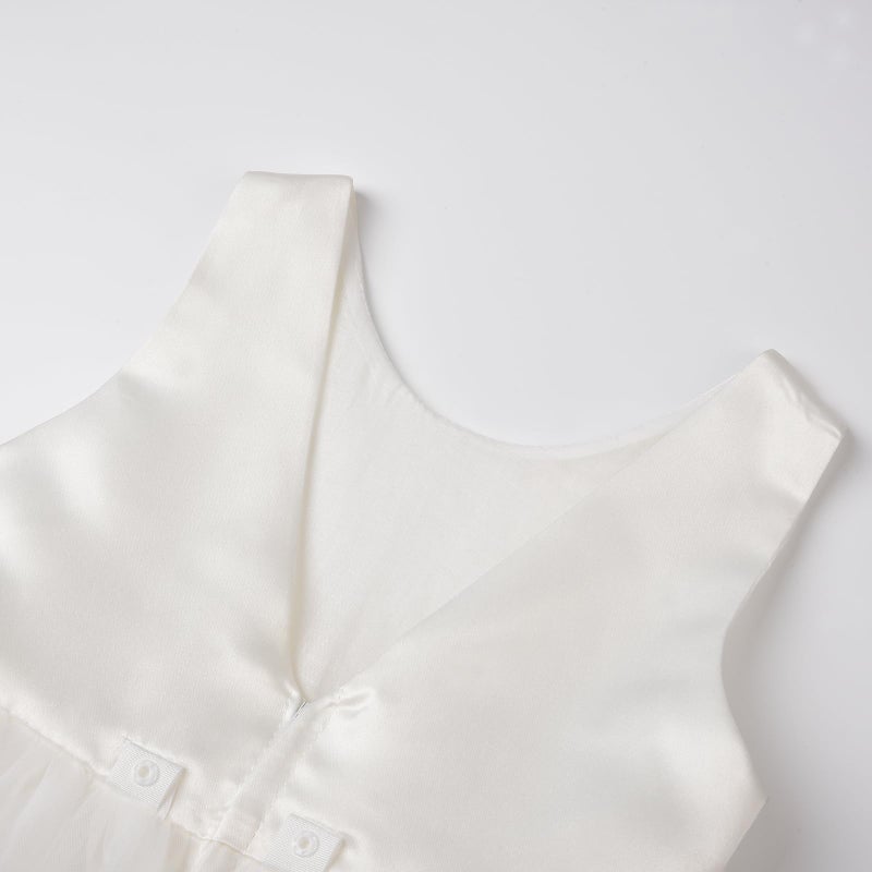 Uhnice Flower Girl Dress Satin Ball Gown for Wedding Party with Bowknot (Ivory, 2-3T/90) - Image 5