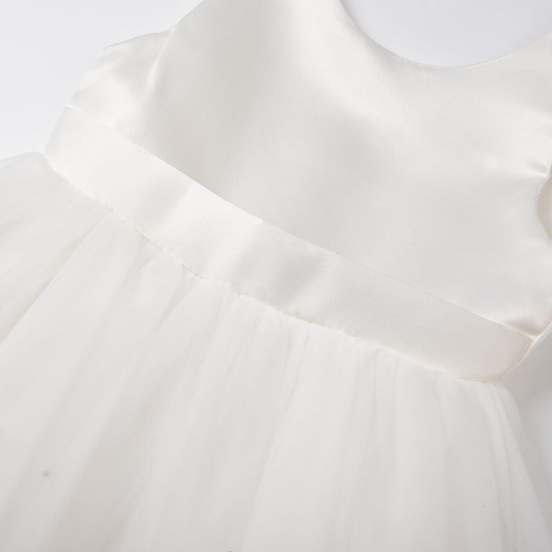 Uhnice Flower Girl Dress Satin Ball Gown for Wedding Party with Bowknot (Ivory, 2-3T/90) - Image 4