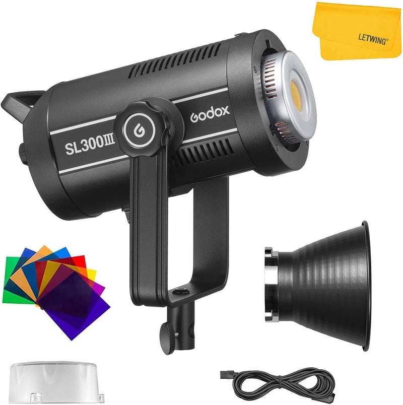 Godox SL300III LED Video Light,300W 99300Lux 5600K±200K CRI96+ TLCI97+,Bowens Mount Daylight-Balanced Countinuous Output Lighting for YouTube,Live Broadcast,Video - Image 1