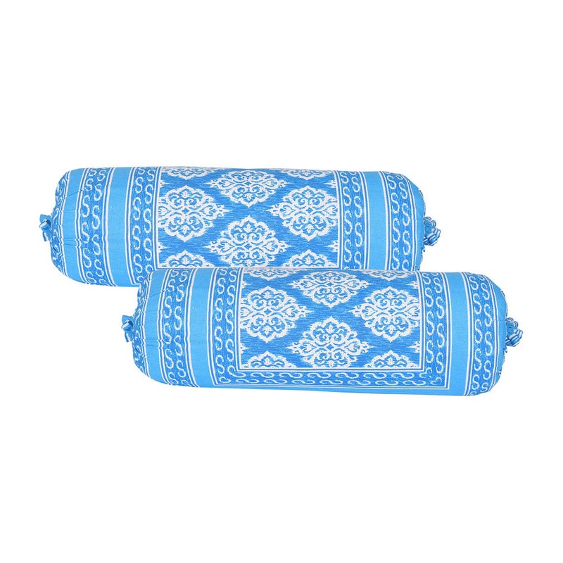 SkyKross - Everyday A New Thing SkyKross Everyday A New Thing Maharaja Special Floral Pure Soft Cotton Diwan Cover Set 8 Pcs Set 5 Cushion Cover2 Bolster Cover1 Bedsheet SkyBlue - Image 4