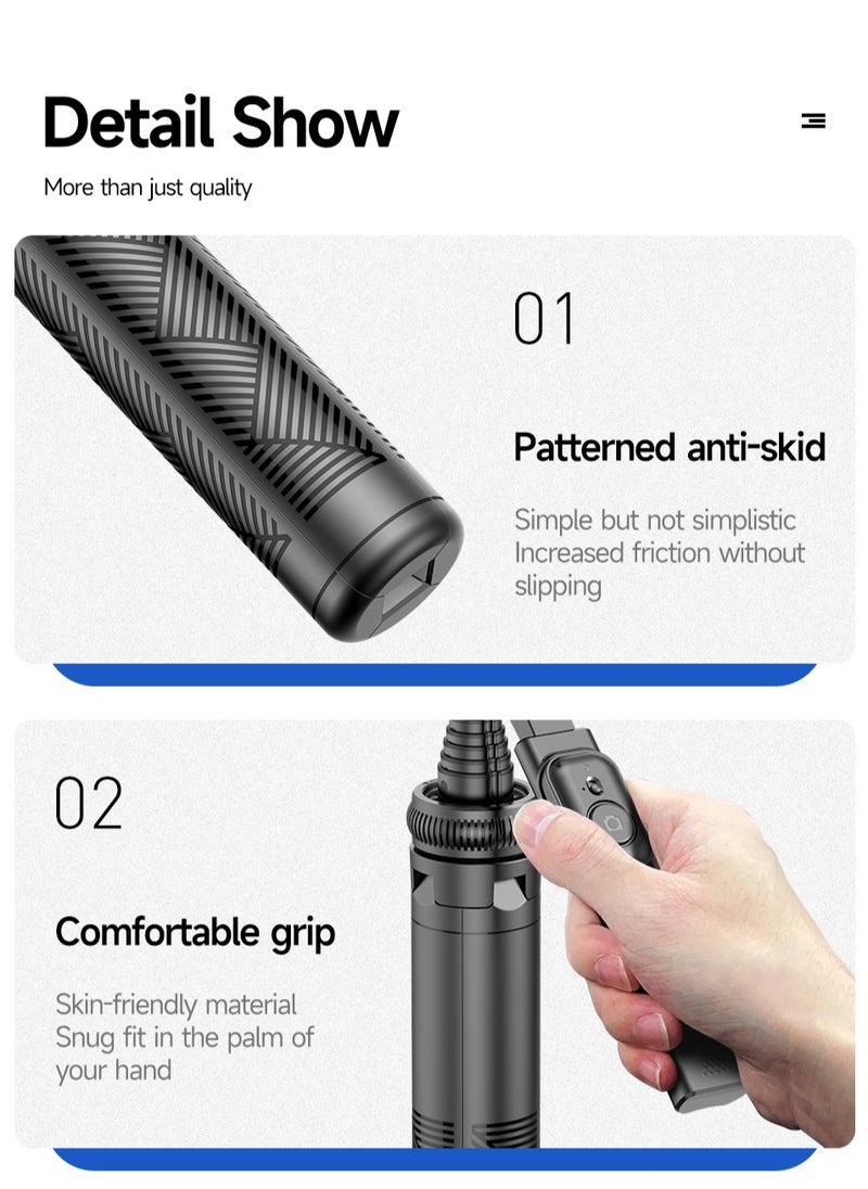 Generic - 70.86”extra long  selfie sticks tripod ，Quadripod stand with rechargeable Bluetooth remote control for mobile phones - Image 1