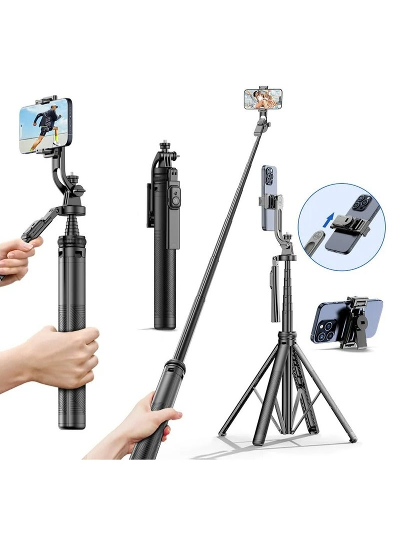 70.86”extra long  selfie sticks tripod ，Quadripod stand with rechargeable Bluetooth remote control for mobile phones  - Image 1