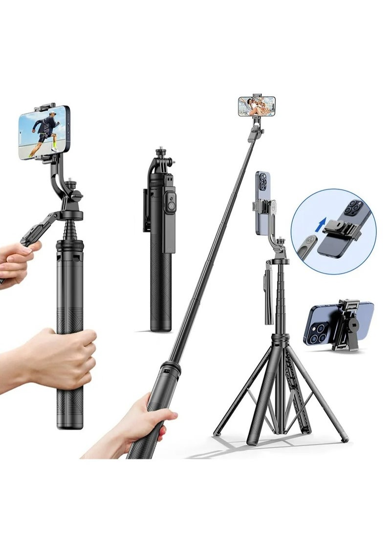 70.86”extra long  selfie sticks tripod ，Quadripod stand with rechargeable Bluetooth remote control for mobile phones - Image 1