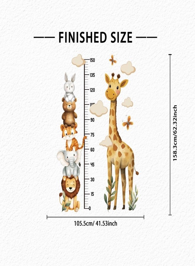 SUPERDANT Cartoon Animal Wall Sticker Height Measurement Sticker Giraffe Ruler Wall Decals Peel and Stick Vinyl Wallpaper Art Decor for Kids Room Nursery Bedroom Playroom Decoration 62.3x41.5in - Image 3