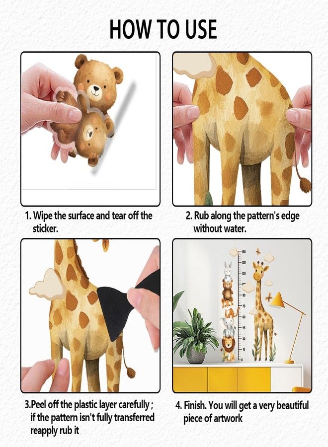 SUPERDANT Cartoon Animal Wall Sticker Height Measurement Sticker Giraffe Ruler Wall Decals Peel and Stick Vinyl Wallpaper Art Decor for Kids Room Nursery Bedroom Playroom Decoration 62.3x41.5in - Image 4