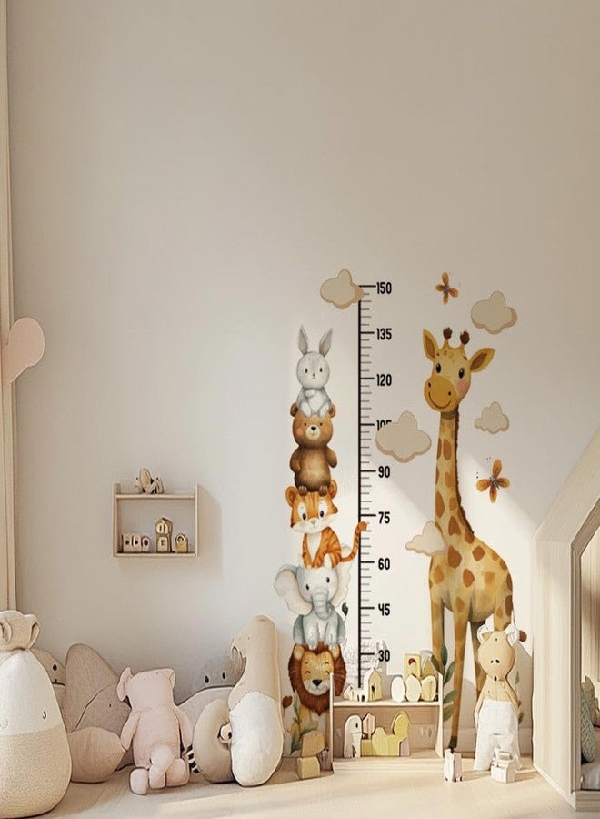 SUPERDANT Cartoon Animal Wall Sticker Height Measurement Sticker Giraffe Ruler Wall Decals Peel and Stick Vinyl Wallpaper Art Decor for Kids Room Nursery Bedroom Playroom Decoration 62.3x41.5in - Image 5