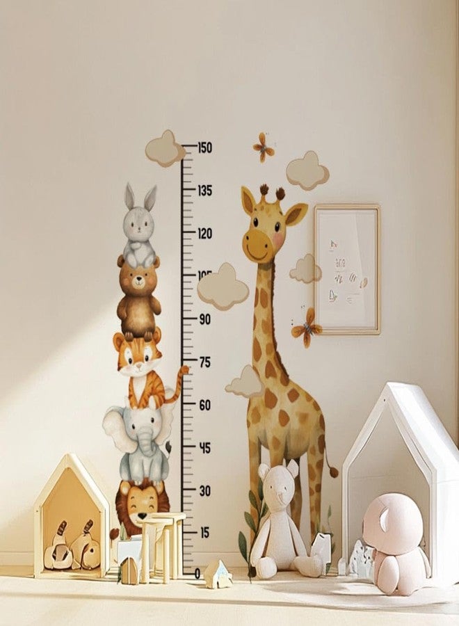 SUPERDANT Cartoon Animal Wall Sticker Height Measurement Sticker Giraffe Ruler Wall Decals Peel and Stick Vinyl Wallpaper Art Decor for Kids Room Nursery Bedroom Playroom Decoration 62.3x41.5in - Image 1