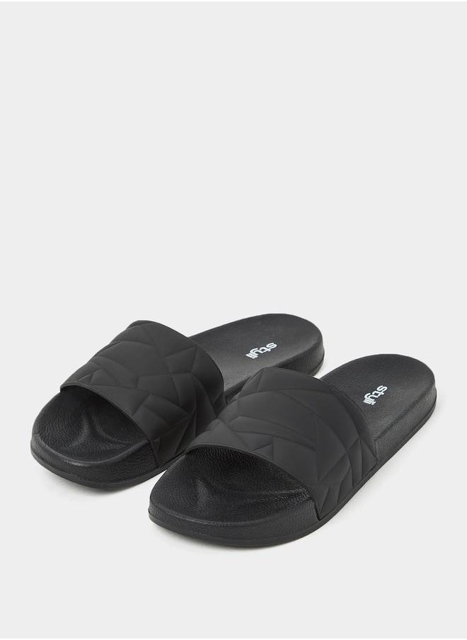 Styli - Textured Open Toe Slip On Slides - Image 1