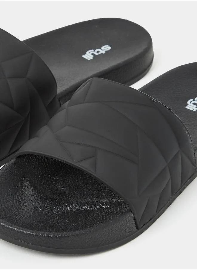 Styli Textured Open Toe Slip On Slides