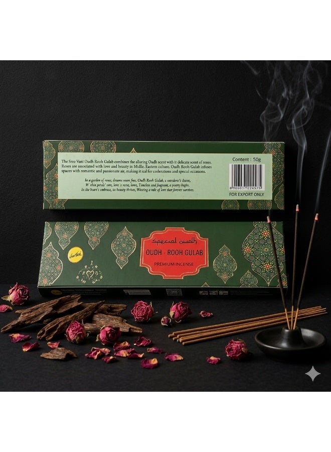 Sree Vani SreeVani Oudh Gulab Incense Sticks – 50g Premium Natural Blend of Rose and Oudh - Image 3