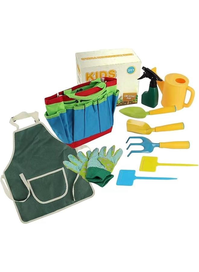 promass Kids Gardening Tool Set 10 PCS- Kids Gardening Tools Shovel Rake Fork Trowel Apron Gloves Watering Can and Tote Bag, Toddler Gardening Tools for Kids Best Toys Gift ( Size : 4 ) - Image 1