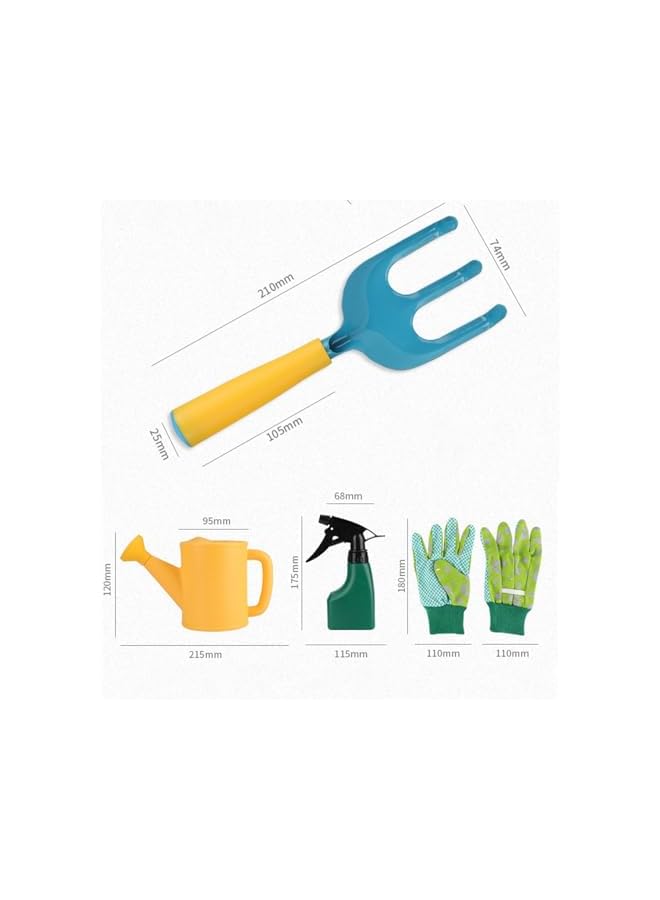 promass Kids Gardening Tool Set 10 PCS- Kids Gardening Tools Shovel Rake Fork Trowel Apron Gloves Watering Can and Tote Bag, Toddler Gardening Tools for Kids Best Toys Gift ( Size : 4 ) - Image 2